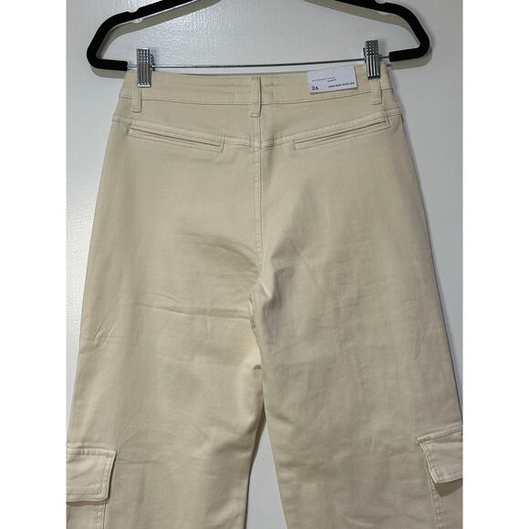 Bayeas High Rise Wide Leg Beige Cargo Jeans Size 26 NWT Stretchy Utility - Picture 10 of 14